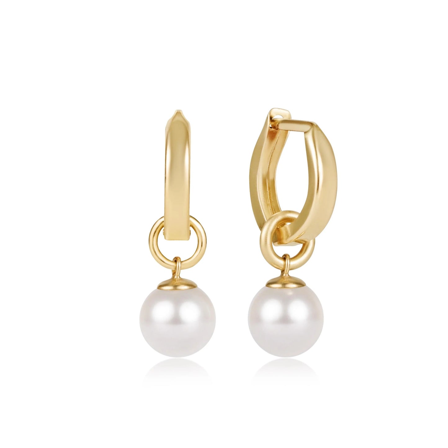 Gold Huggie 0.5" Hoop - Pearl 8mm Charm