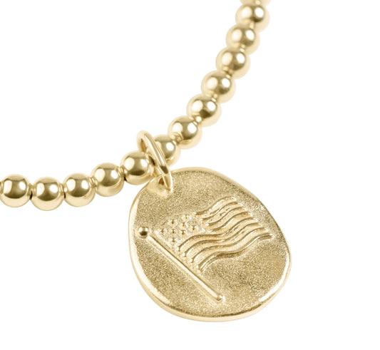 Classic Gold 3mm Inspire America Disc Charm Bracelet