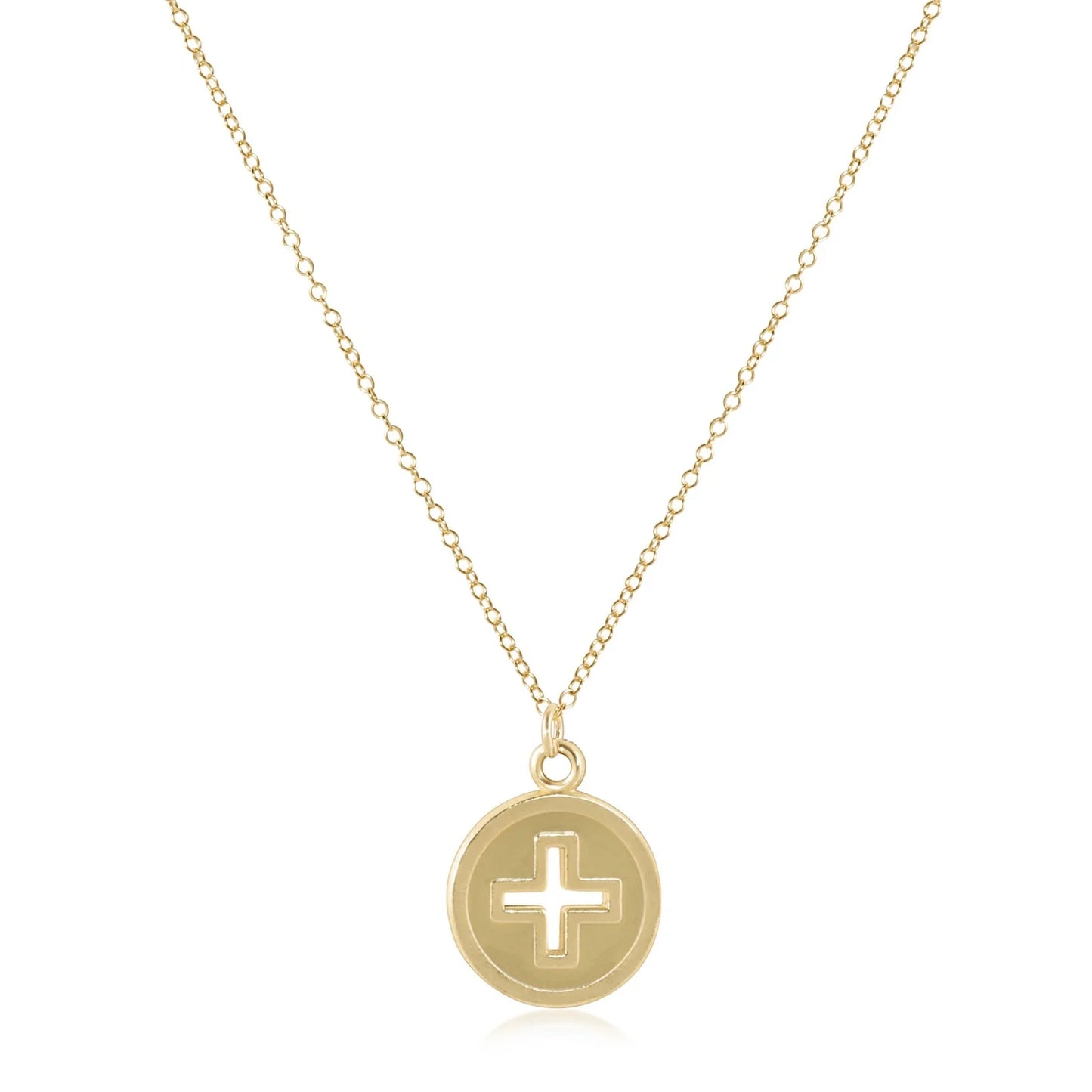 16" Signature Cross Gold Disc Necklace