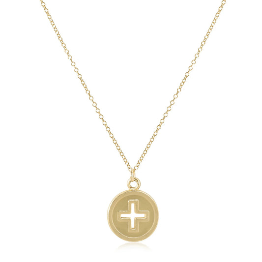 16" Signature Cross Gold Disc Necklace