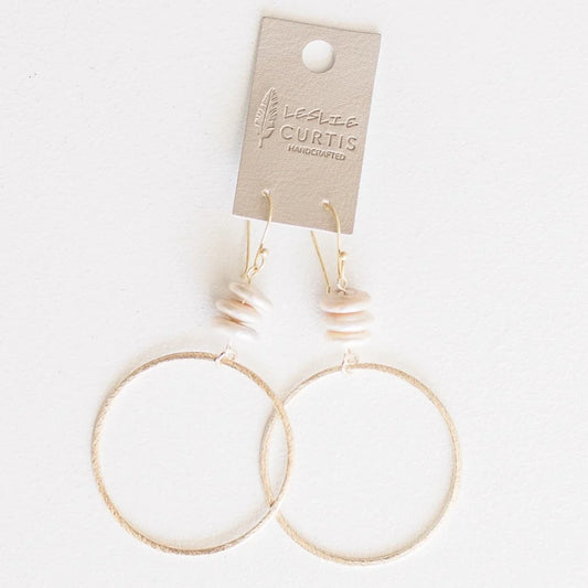 La Jolla Stacked Coin Pearl Hoop Earrings