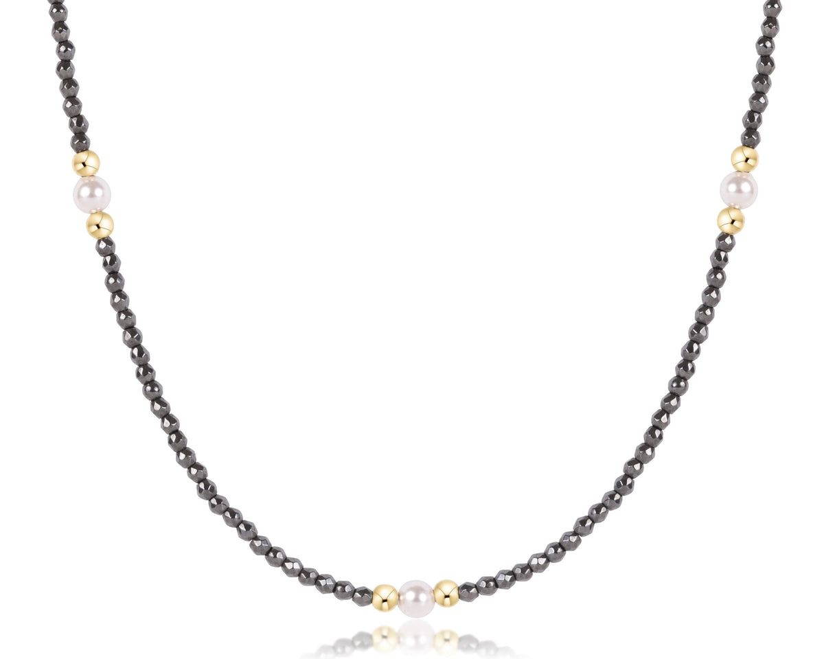 Beaded Purpose Pearl Faceted Hematite Choker