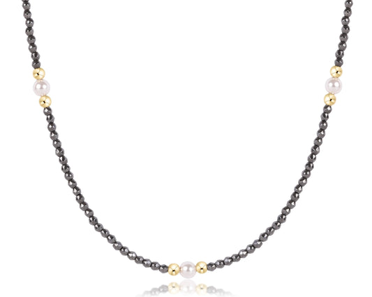 Beaded Purpose Pearl Faceted Hematite Choker
