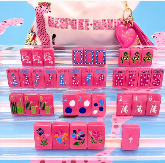 Springtime Safari Mahjong Tiles - Wild Pink Pearl