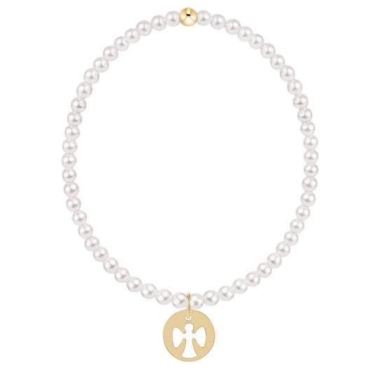 Classic Pearl Guardian Angel Charm Bracelet - 3mm