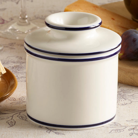 The Original Butter Bell Crock - Le Bistro Blue Trim
