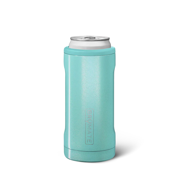 Hopsulator Slim Can Cooler (12oz Can Cooler) - Glitter Aqua