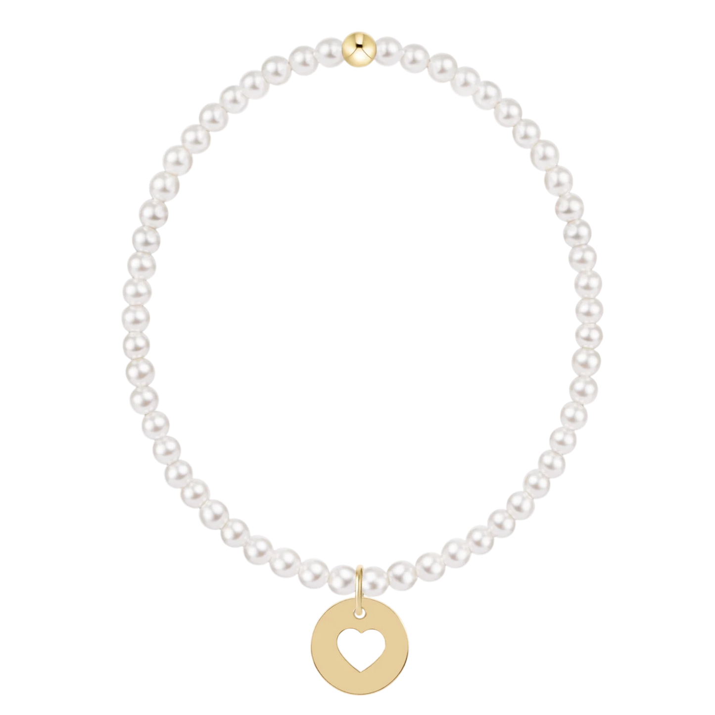 Classic Pearl Love Disc Charm Bracelet - 3mm