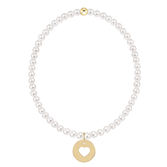 Classic Pearl Love Disc Charm Bracelet - 3mm
