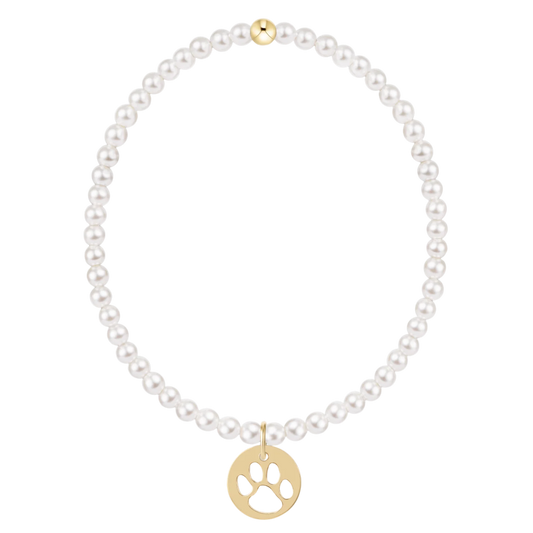 Classic Pearl Paw Print Charm Bracelet - 3mm