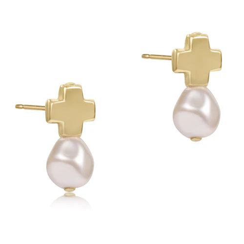 Signature Cross Stud - Pearl