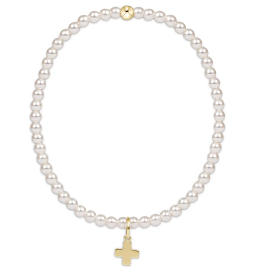 Classic Pearl Signature Cross Charm Bracelet - Extends