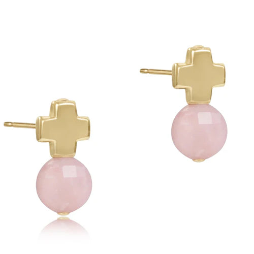 Signature Cross Stud - Pink Opal