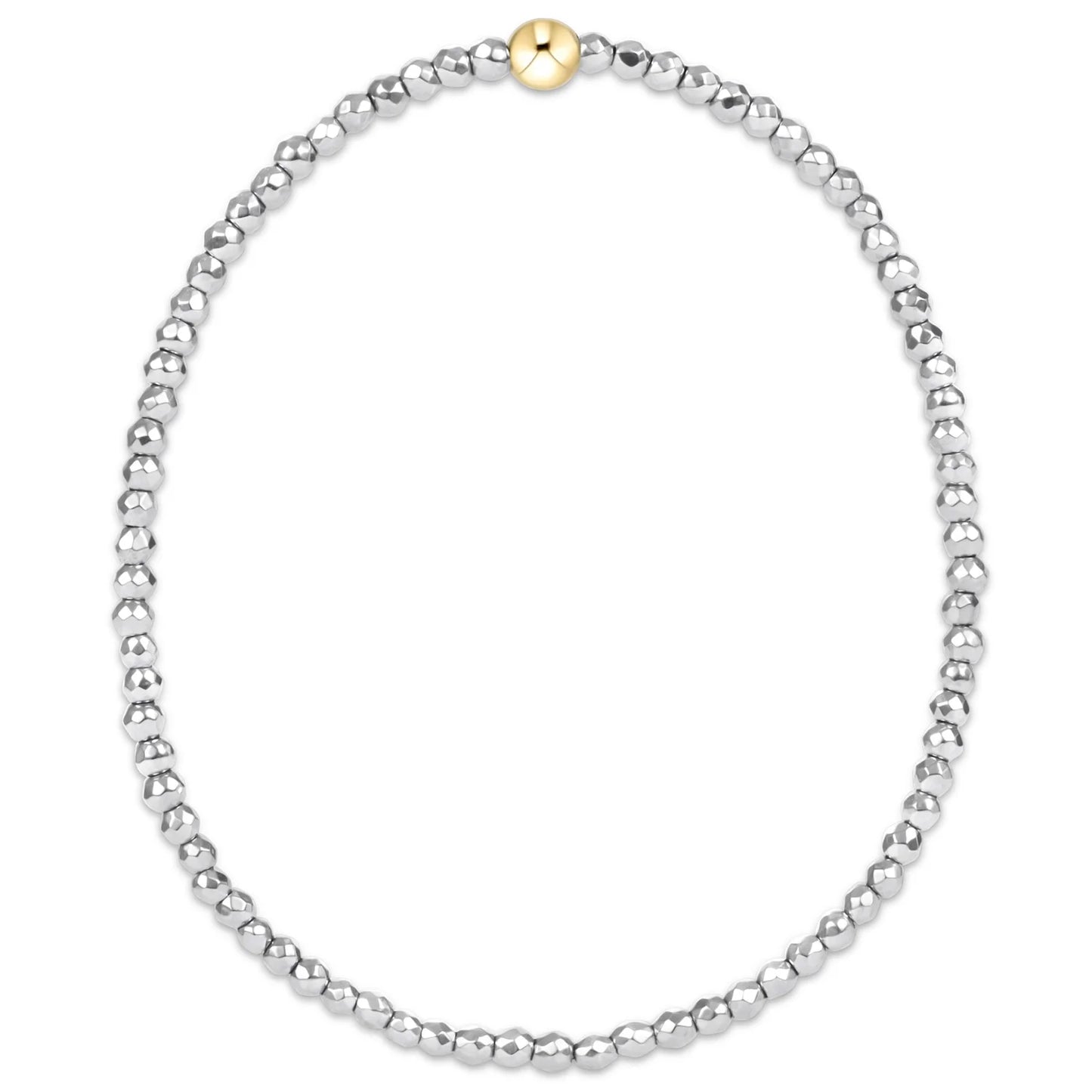 Silver Faceted Hematite 2mm Bead Bracelet - Extends