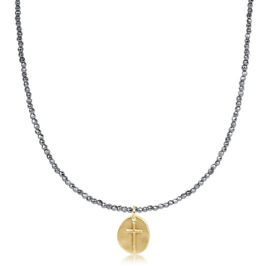 Silver Faceted Hematite 2mm Inspire Charm Choker