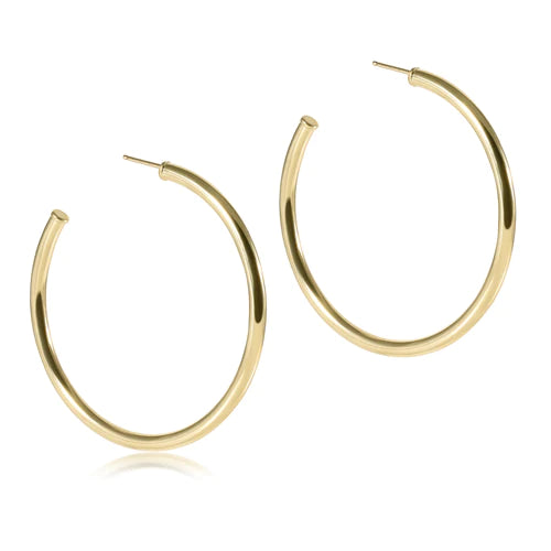 Round Gold Post Hoop Earrings - 3mm