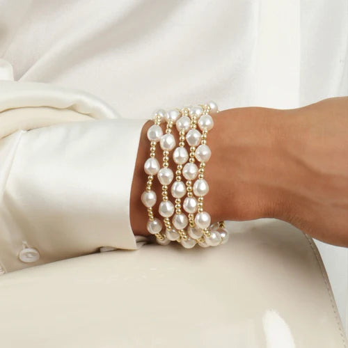 Admire Gold Bead Bracelet - Pearl